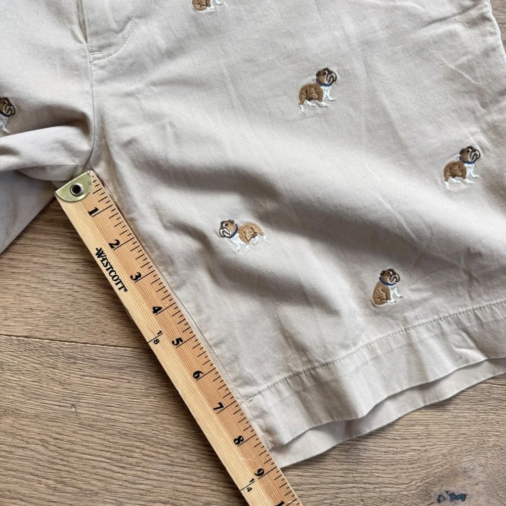 Polo Ralph Lauren Mens 34 Bulldog Embroidered Khaki Stretch Classic Fit Shorts